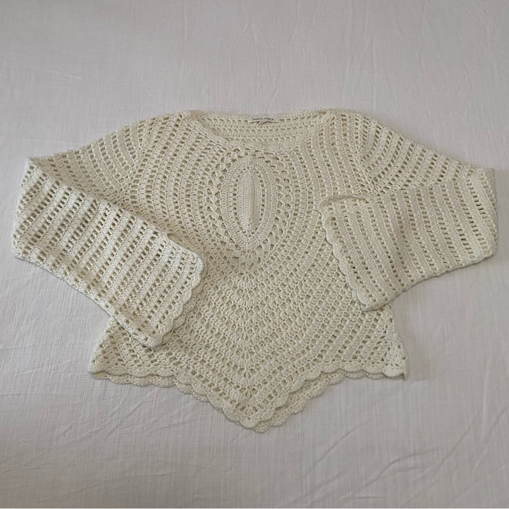 Honey Punch Cream Crochet Knit Sweater
